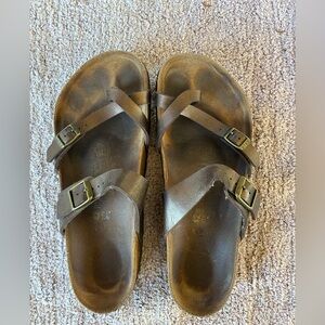 Birkenstock Mayari Brown Metallic Strappy Sandals with Buckles Size 42